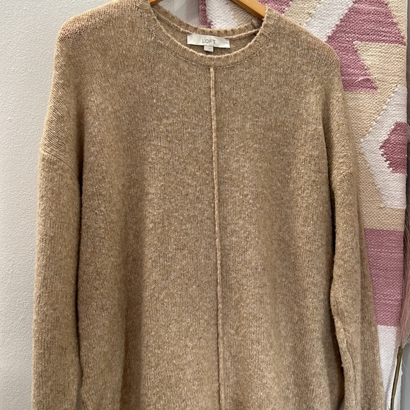LOFT XL Caramel Brown Tunic Long Sleeve Sweater Wool - Picture 5 of 9